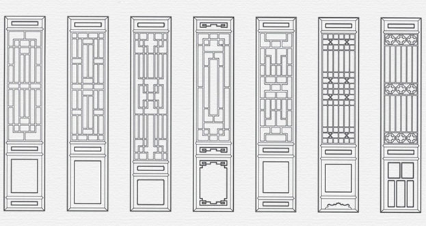 弥勒常用中式仿古花窗图案隔断设计图